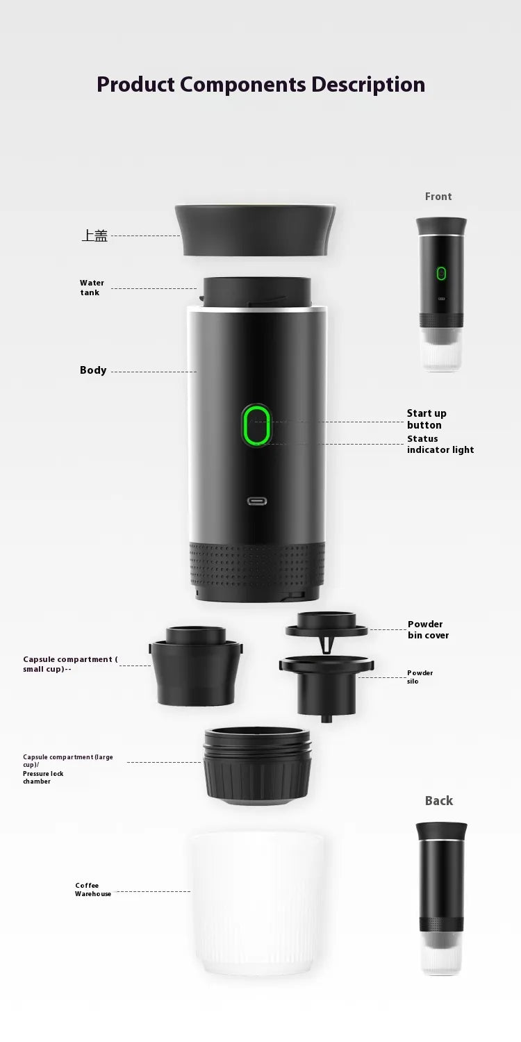 Wireless Portable Electric Coffee Capsule Machine