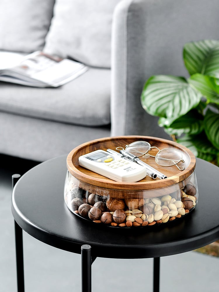 Modern Living Room Coffee Table with Glass Storage Box
