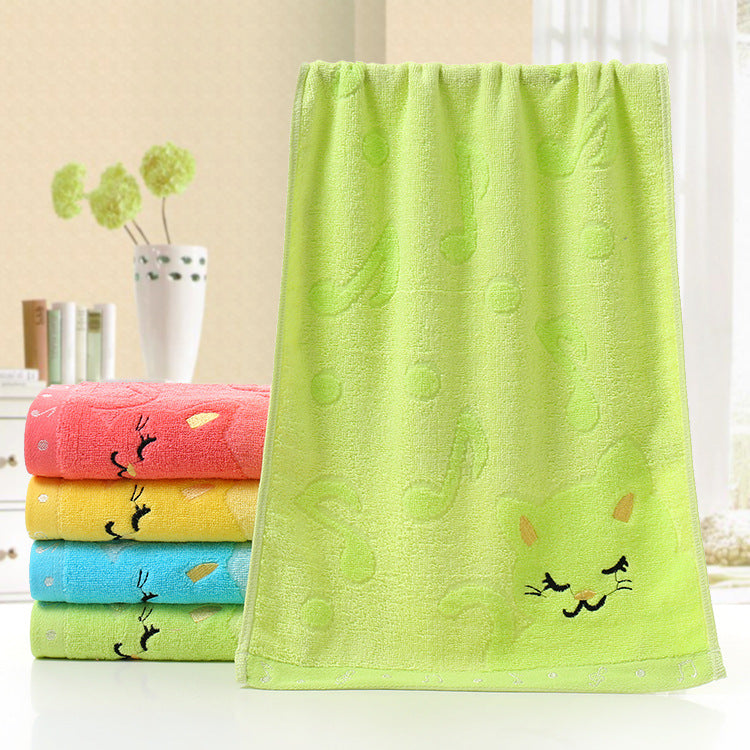 Kids' Jacquard Towel, Cat Design, Baby Towel