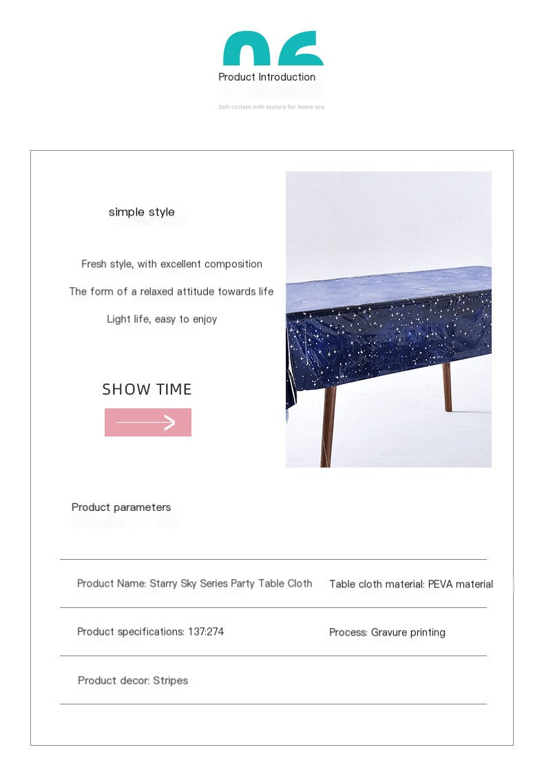 Waterproof Disposable Starry Sky Party Tablecloth