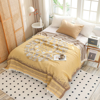 New Cotton Tassel Blanket for All Seasons (Double/Sofa)