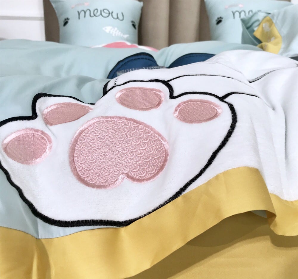Cotton Satin Cartoon Princess Appliqué Bedding Set