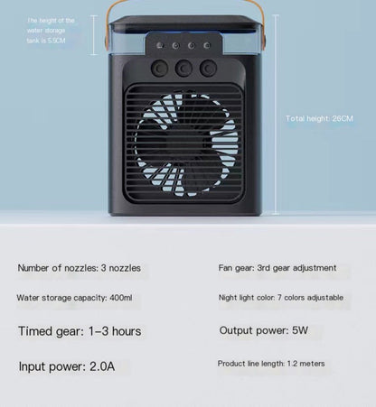 New 3-Hole USB Mist Fan with Night Light (Mini)