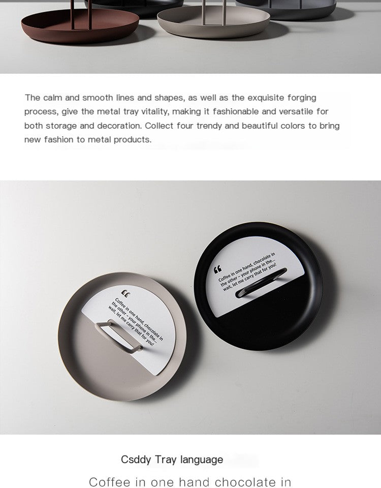 Nordic Modern Round Handle Tray for Storage and Decor