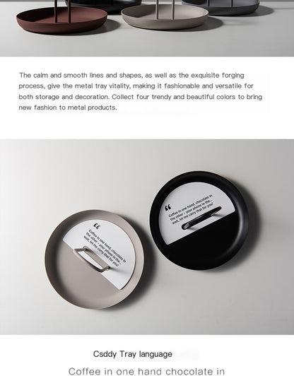 Nordic Modern Round Handle Tray for Storage and Decor