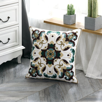 Embroidered Cotton Pillow Cushion Cover