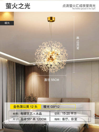Creative Crystal Dandelion Chandelier for Living Room