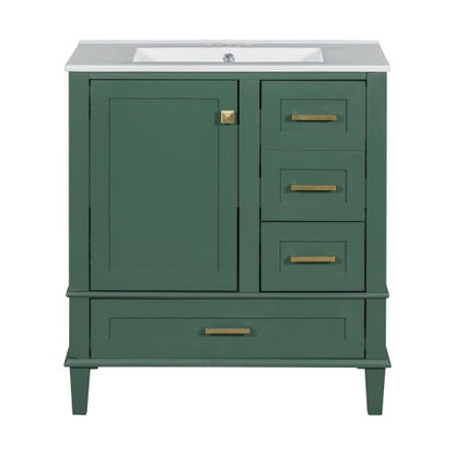 30 Bathroom Vanity , Modern Bathroom Cabinet With Sink Combo Set, Bathroom Storage Cabinet With A Soft Closing Door And 3 Drawers, Solid Wood Frame
