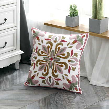 Embroidered Cotton Pillow Cushion Cover