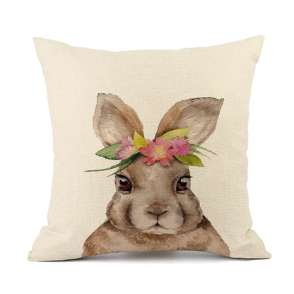 Easter Bunny Egg Cotton Linen Cushion Cover