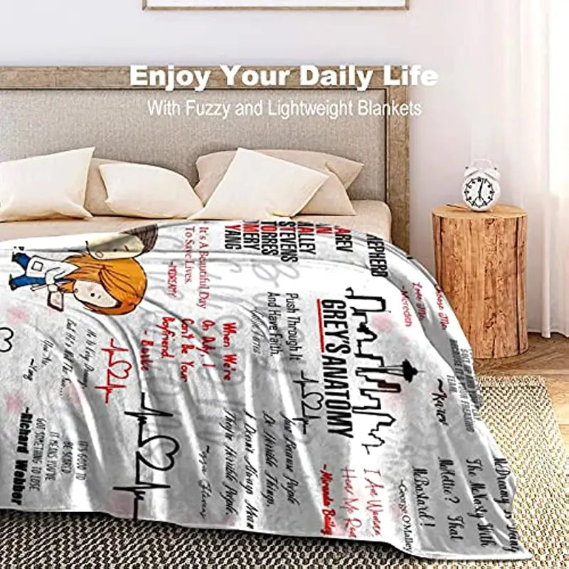 Cartoon Pattern Flannel Throw Blanket for Living Room