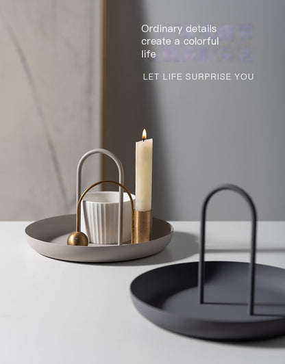 Nordic Modern Round Handle Tray for Storage and Decor