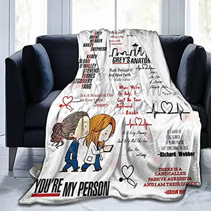 Cartoon Pattern Flannel Throw Blanket for Living Room