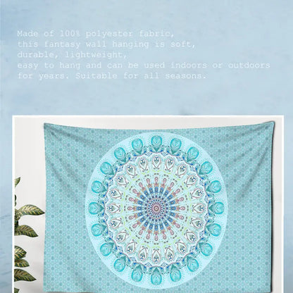 Blue Mandala Tapestry Wall Hanging for Room Decor