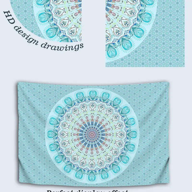 Blue Mandala Tapestry Wall Hanging for Room Decor