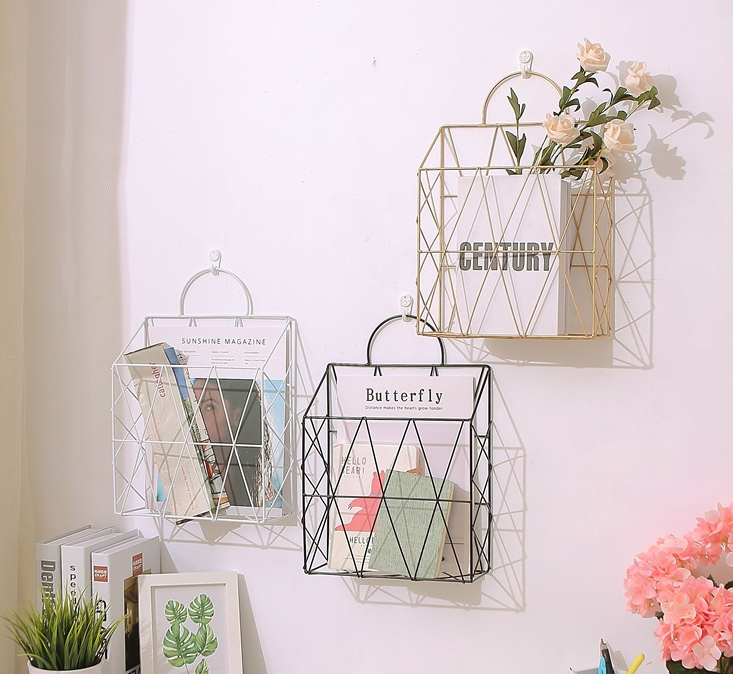 Iron Wall-Mounted Magazine Rack for Living Room