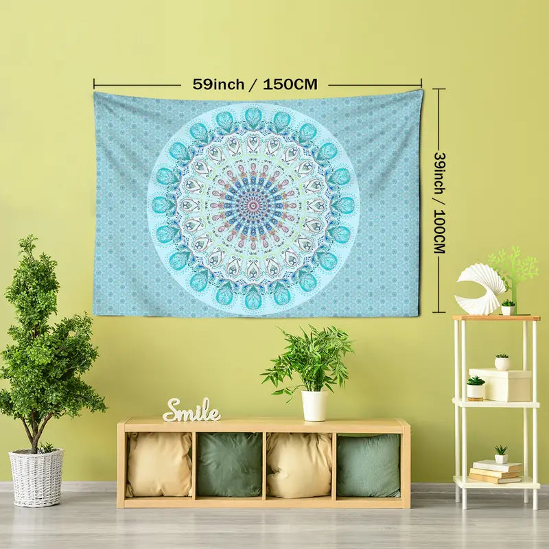 Blue Mandala Tapestry Wall Hanging for Room Decor