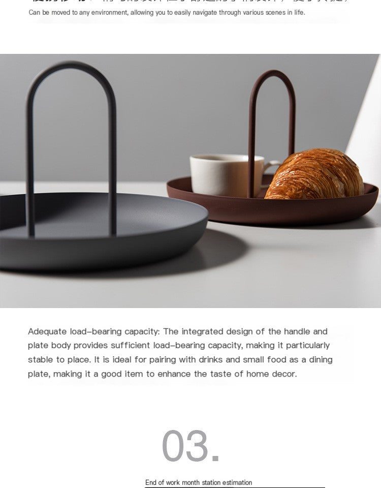 Nordic Modern Round Handle Tray for Storage and Decor