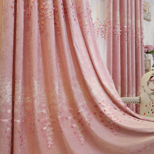 Embroidered Chenille Curtain for Living Room and Bedroom