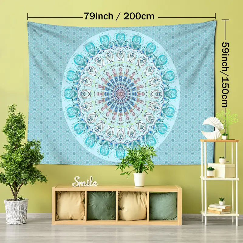 Blue Mandala Tapestry Wall Hanging for Room Decor