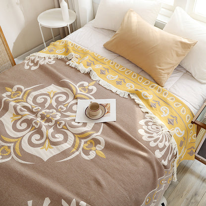 New Cotton Tassel Blanket for All Seasons (Double/Sofa)