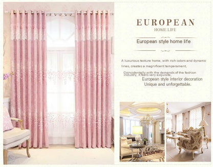 Embroidered Chenille Curtain for Living Room and Bedroom