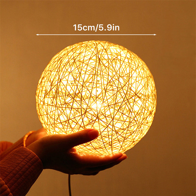 LED Rattan Ball USB Table Lamp for Bedroom Decor