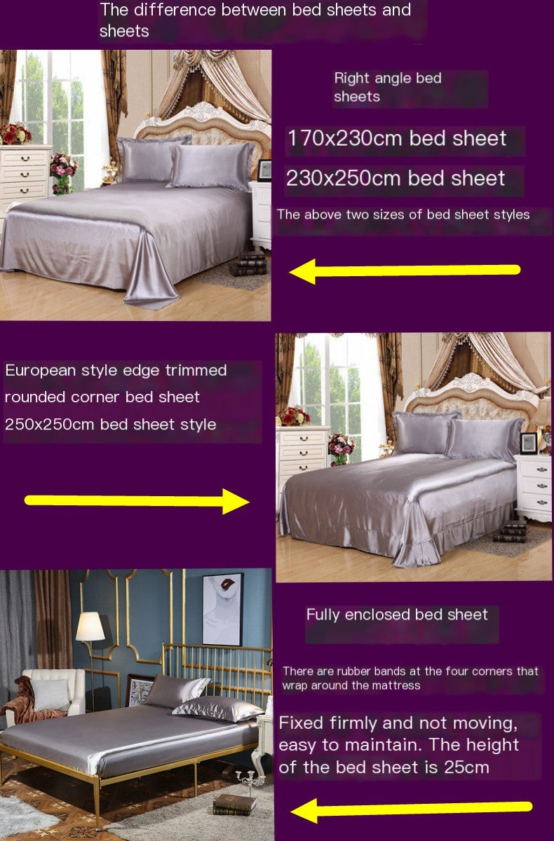 Luxury Silk Bedding Set with Solid Color Duvet Cover