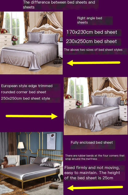 Luxury Silk Bedding Set with Solid Color Duvet Cover