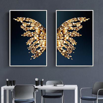 Abstract Gold Butterfly Wings Art for Living Room Decor