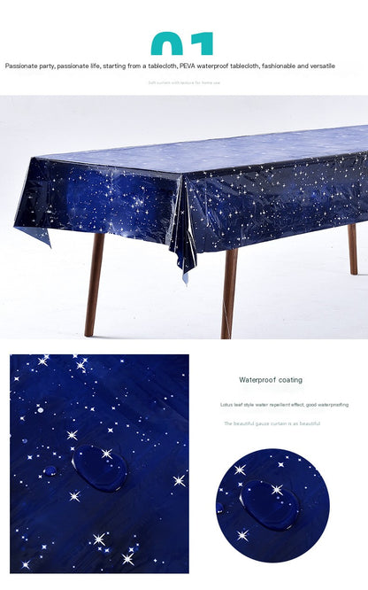 Waterproof Disposable Starry Sky Party Tablecloth
