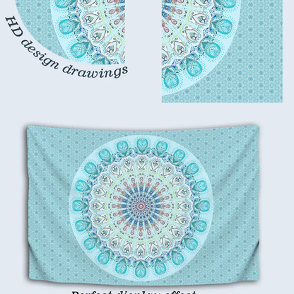 Blue Mandala Tapestry Wall Hanging for Room Decor