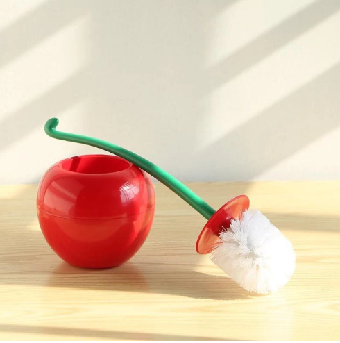 Cherry Toilet Brush Set - Plastic Cleaning Tool (One Set)