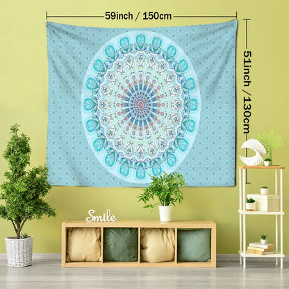 Blue Mandala Tapestry Wall Hanging for Room Decor
