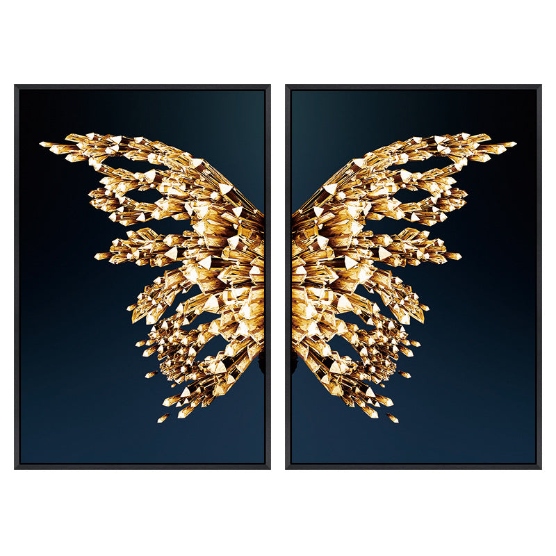 Abstract Gold Butterfly Wings Art for Living Room Decor