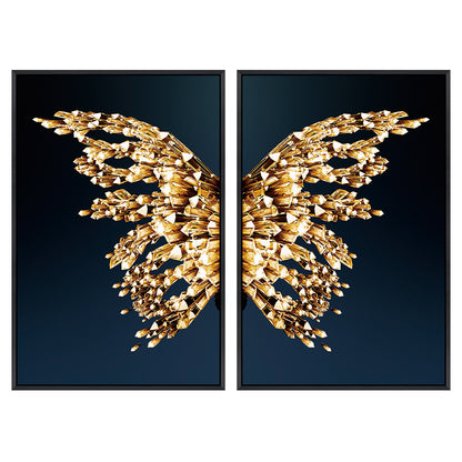Abstract Gold Butterfly Wings Art for Living Room Decor