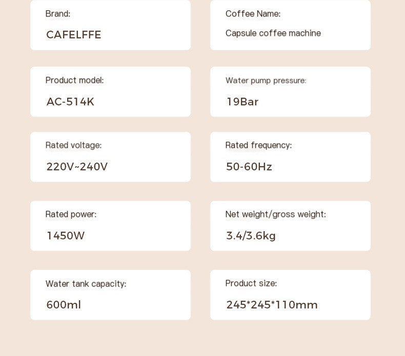 Compact Automatic Coffee Machine Compatible with Nespresso