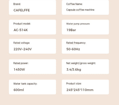 Compact Automatic Coffee Machine Compatible with Nespresso