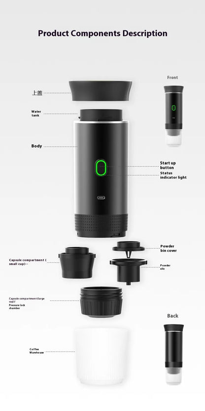 Wireless Portable Electric Coffee Capsule Machine