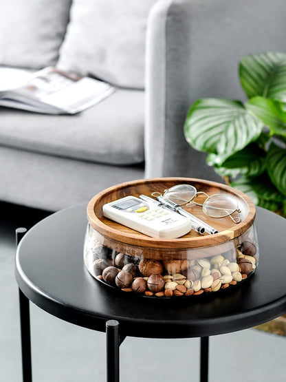 Modern Living Room Coffee Table with Glass Storage Box