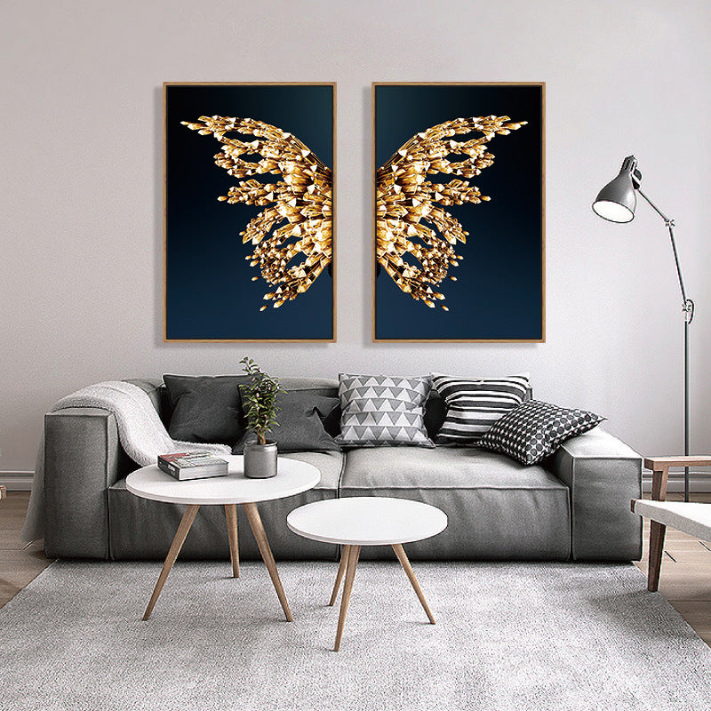 Abstract Gold Butterfly Wings Art for Living Room Decor
