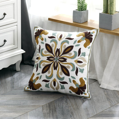 Embroidered Cotton Pillow Cushion Cover