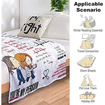 Cartoon Pattern Flannel Throw Blanket for Living Room