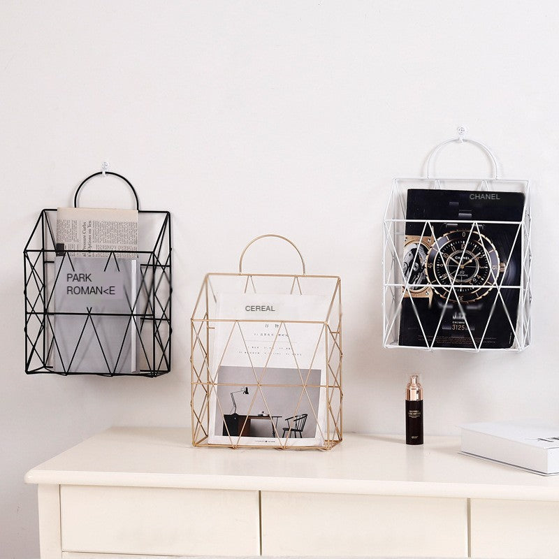 Iron Wall-Mounted Magazine Rack for Living Room