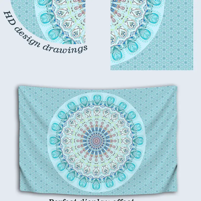 Blue Mandala Tapestry Wall Hanging for Room Decor
