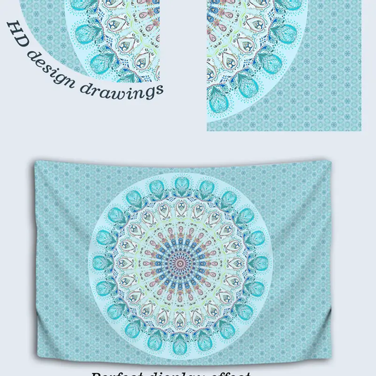Blue Mandala Tapestry Wall Hanging for Room Decor