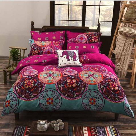 Boho Bedding Set with Geometric Stripes and Fleece Blanket