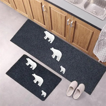 Cartoon Animal Kitchen and Bath Rug, Washable