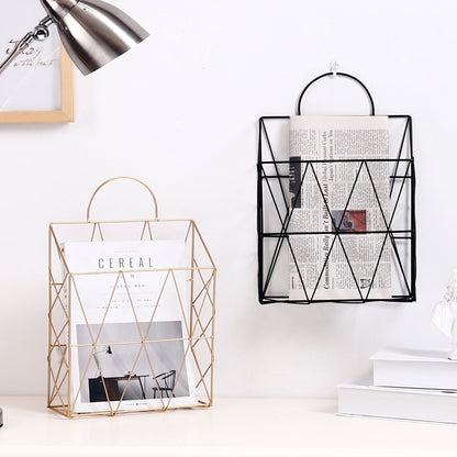Iron Wall-Mounted Magazine Rack for Living Room